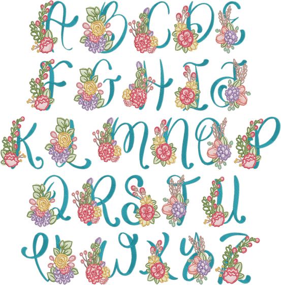 Valencia Alphabet | Machine Embroidery Designs by JuJu