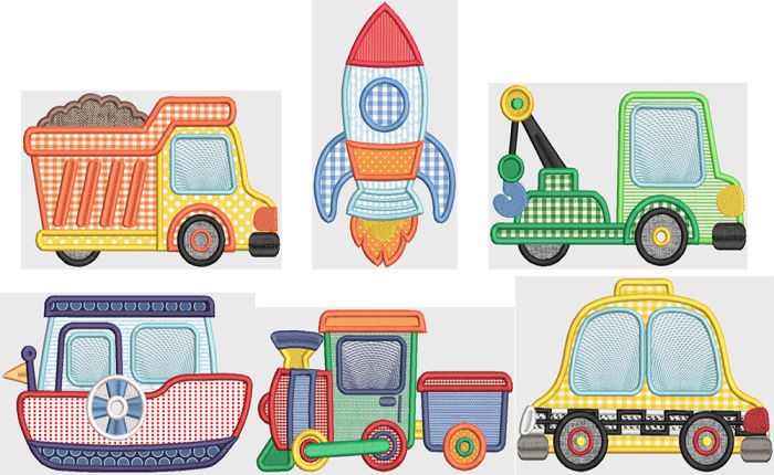Things That Go 2 Digital Embroidery Designs by JuJu