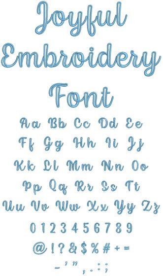 Joyful Script Embroidery Font | Machine Embroidery Designs by JuJu