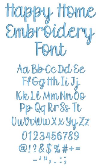 Happy Home Font Digital Embroidery Machine Designs by JuJu