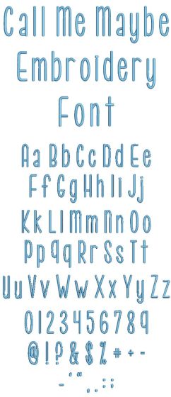 Call Me Maybe Embroidery Font | Machine Embroidery Designs by JuJu