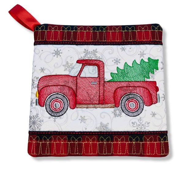 ITH Christmas Truck Pot Holder | Machine Embroidery Designs by JuJu