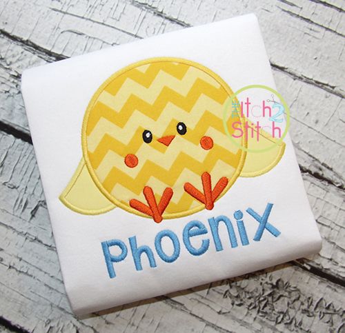 Sitting Chick Boy Applique | Machine Embroidery Designs by JuJu