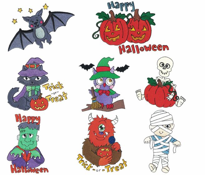 Treats n Tricks Halloween Filled Machine Embroidery Designs by JuJu