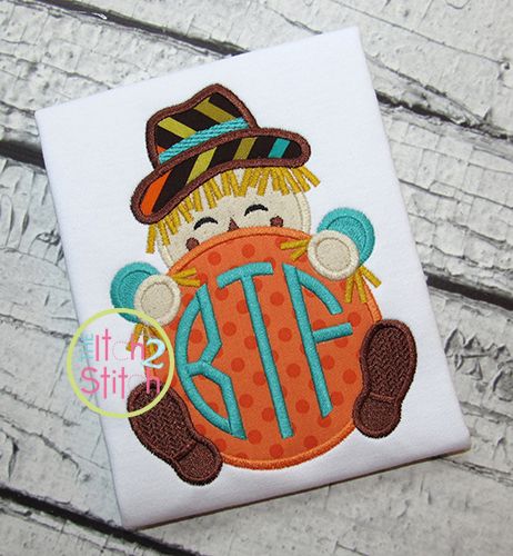 Scarecrow Boy Peeker Applique | Machine Embroidery Designs by JuJu