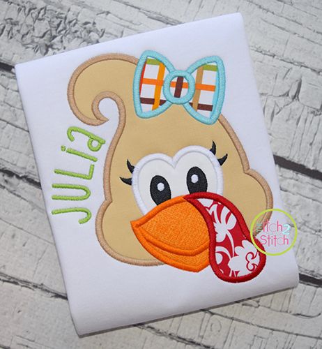 Turkey Face Girl Applique | Machine Embroidery Designs by JuJu
