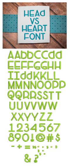 Head Vs Heart Embroidery Font Machine Embroidery Designs by JuJu