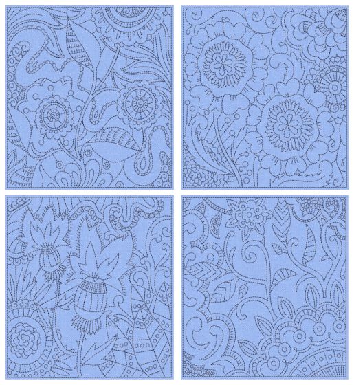 Mehndi Quilt Blocks 3 Digital Machine Embroidery Designs by JuJu