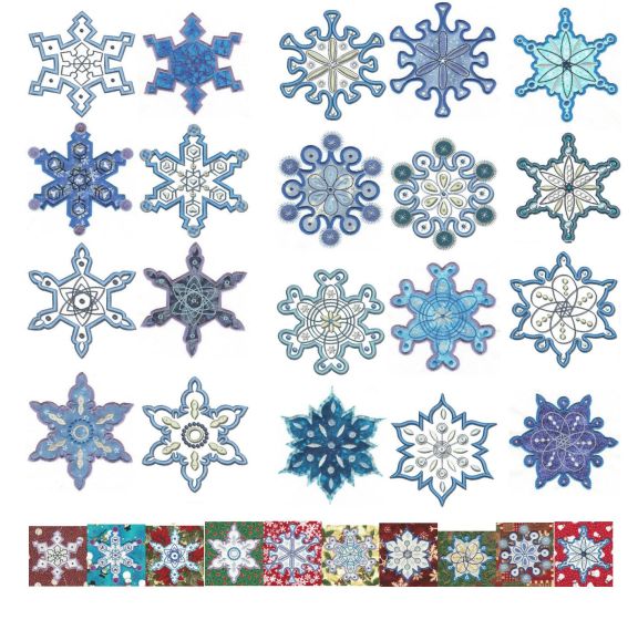 Simply Snowflakes Applique Machine Embroidery Designs by JuJu 
