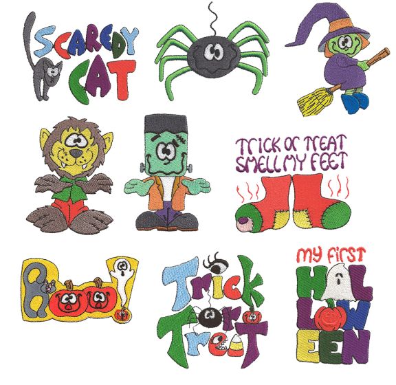 Halloween Filled Set 3 Machine Embroidery Designs by JuJu