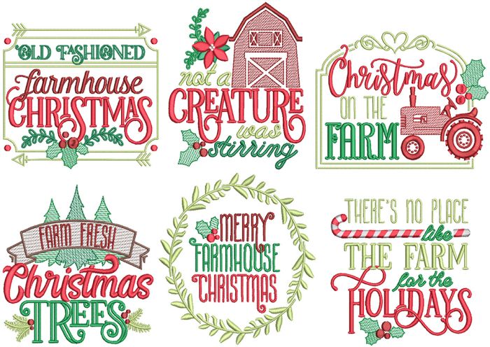 Farmhouse Christmas 2 Digital Embroidery Machine Designs by JuJu
