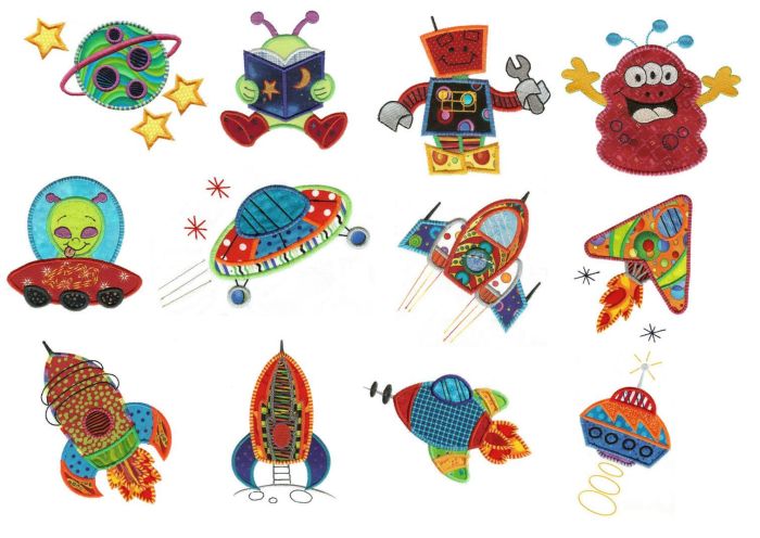 Out of this World Applique Machine Embroidery Designs by JuJu 