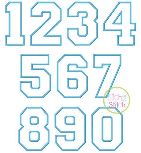 I2S Varsity Numbers Applique | Machine Embroidery Designs by JuJu