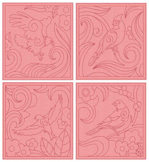 Beautiful Birds Quilt Blocks 3 | Machine Embroidery Designs by JuJu