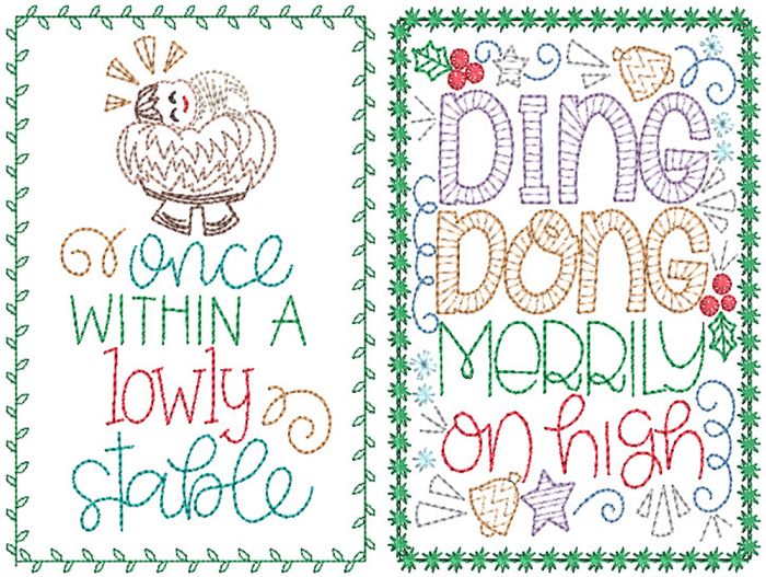 Christmas Greeting Cards 12 | Machine Embroidery Designs by JuJu