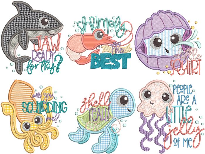Kids Beach Puns 1 | Machine Embroidery Designs by JuJu