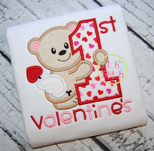 First Valentine's Applique | Machine Embroidery Designs by JuJu