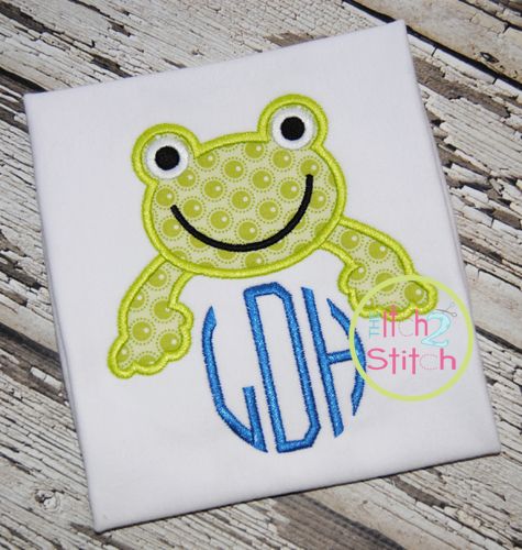 Frog Monogram Topper Applique | Machine Embroidery Designs by JuJu