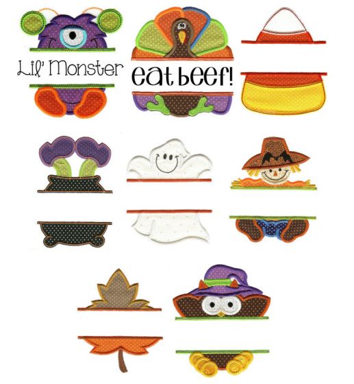 Autumn Split Applique Machine Embroidery Designs by JuJu  