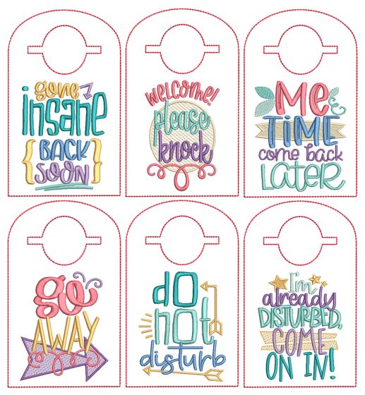 ITH Doorknob Hangers Set 4 | Machine Embroidery Designs by JuJu