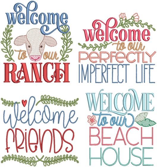 Welcome Signs 3 | Machine Embroidery Designs by JuJu