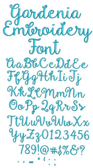 Gardenia Script Embroidery Font Machine Embroidery Designs by JuJu