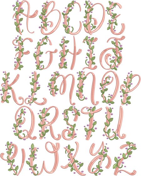 Vineyard Vine Alphabet | Machine Embroidery Designs by JuJu