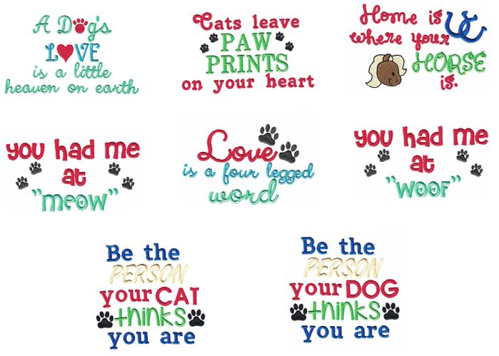 Pet Sayings Set 1 Machine Embroidery Designs by JuJu
