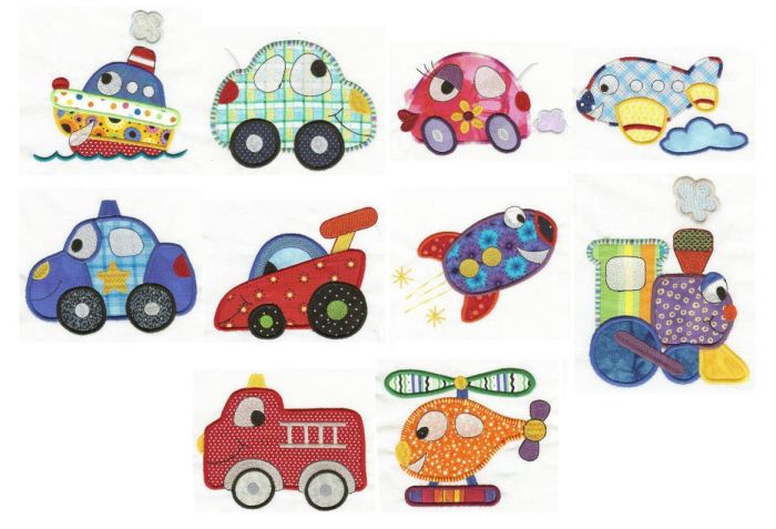 On the Move Applique Machine Embroidery Designs by JuJu 