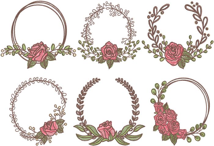 Elegant Rose Wreaths | Machine Embroidery Designs by JuJu