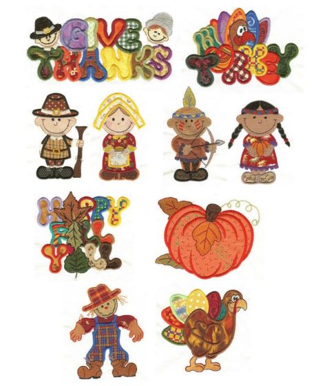 Give Thanks Applique Machine Embroidery Designs by JuJu 