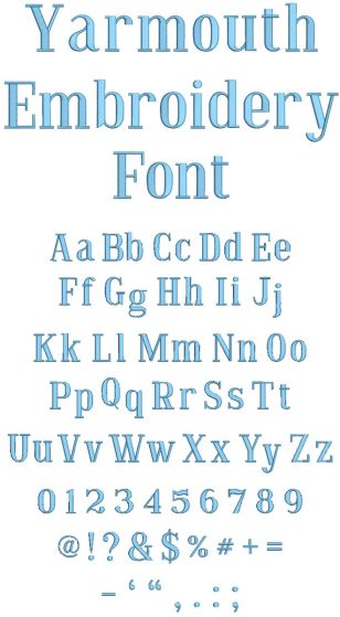 Yarmouth Embroidery Font | Machine Embroidery Designs by JuJu