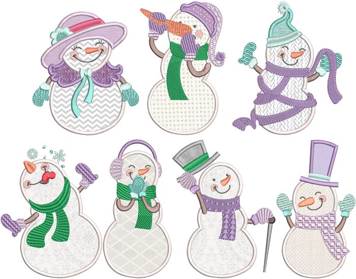 Silly Snowmen Applique | Machine Embroidery Designs by JuJu