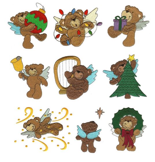 Merry Christmas Teddy Bears Filled Machine Embroidery Designs by JuJu
