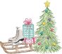 Christmas Sled Vintage Sketch | Machine Embroidery Designs by JuJu