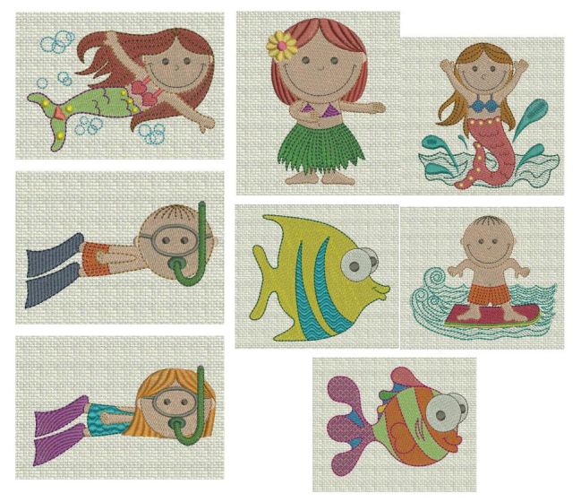 Tropical Kidz Machine Embroidery Designs by JuJu