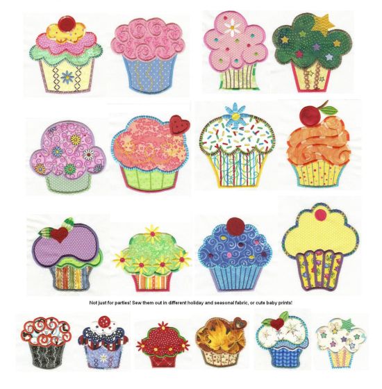 Cute as a Cupcake Applique Machine Embroidery Designs by JuJu 