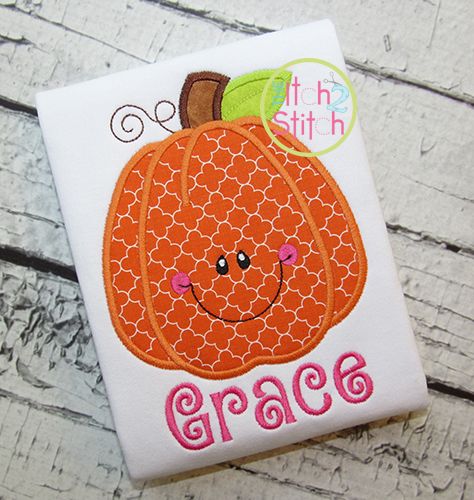 Happy Pumpkin Applique | Machine Embroidery Designs by JuJu