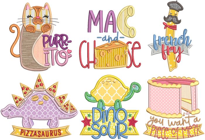 Punny Food 2 Machine Embroidery Designs by JuJu
