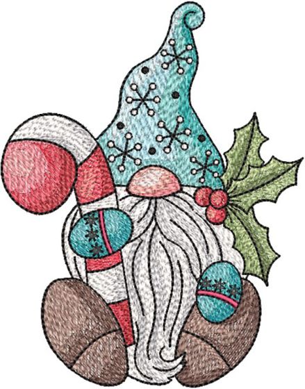 Gnome Candy Cane | Machine Embroidery Designs by JuJu