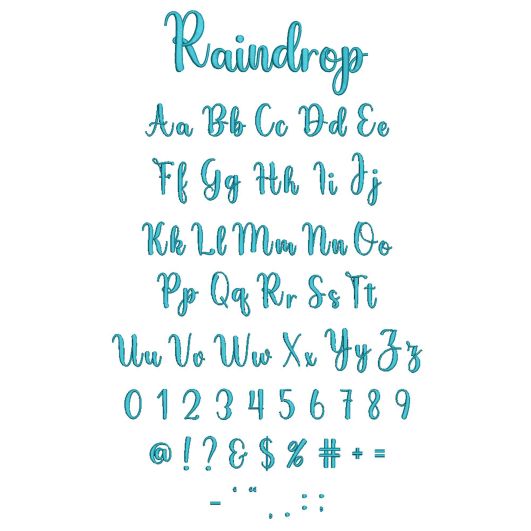 Raindrop Embroidery Font | Machine Embroidery Designs by JuJu