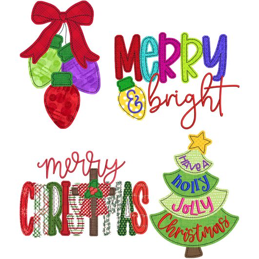 Joyful Christmas Applique Bean Stitch 2 Embroidery Set | Machine Embroidery Designs by JuJu