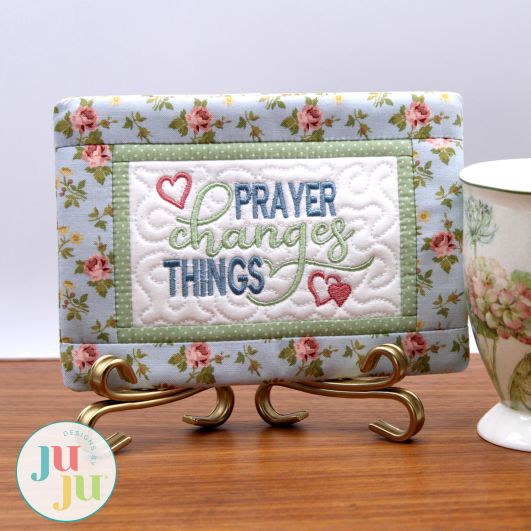Prayer Changes Mug Rug by Oma's Place | Machine Embroidery Designs by JuJu
