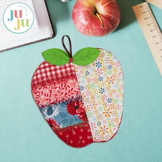 In The Hoop Apple Coaster & Hot Pad Project | Machine Embroidery Designs by JuJu