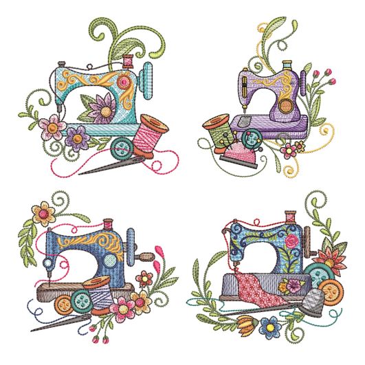 Floral Sewing Machines 1 Embroidery Set | Machine Embroidery Designs by JuJu
