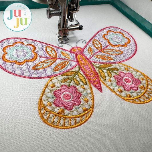 Whimsical Butterfly 1 Embroidery Design | Machine Embroidery Designs by JuJu