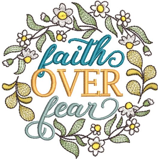Faith Over Fear Word Art Embroidery Design | Machine Embroidery Designs by JuJu