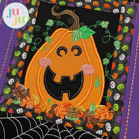 In The Hoop Modular Jack O Lantern Placemat Project | Machine Embroidery Designs by JuJu