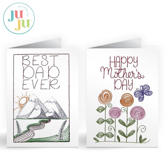 Mother's Father's Day Greeting Cards Embroidery Set 2 | Machine Embroidery Designs by JuJu