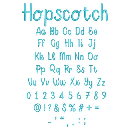 Hopscotch Embroidery Font | Machine Embroidery Designs by JuJu